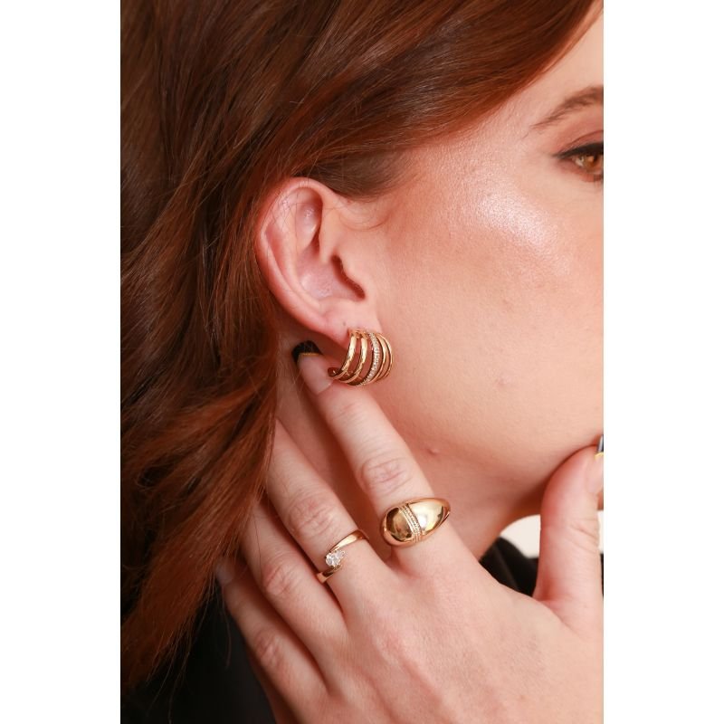 EARHOOK FIOS COM ZIRCONIAS EM OURO 18K