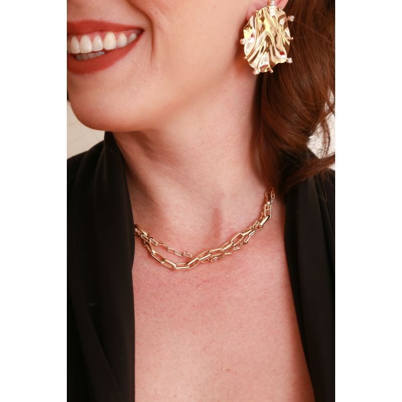 COLAR TRANÇADO CARTIER ELOS LONGOS E FINOS EM OURO 18K