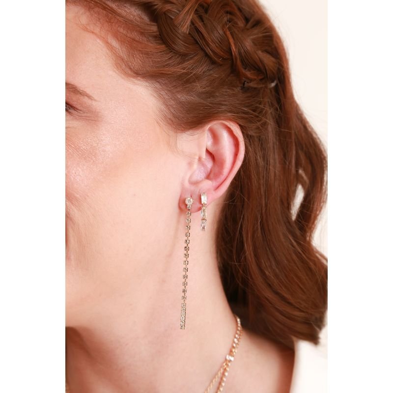 BRINCO BAGUETES ZIRCONIAS EM OURO 18K