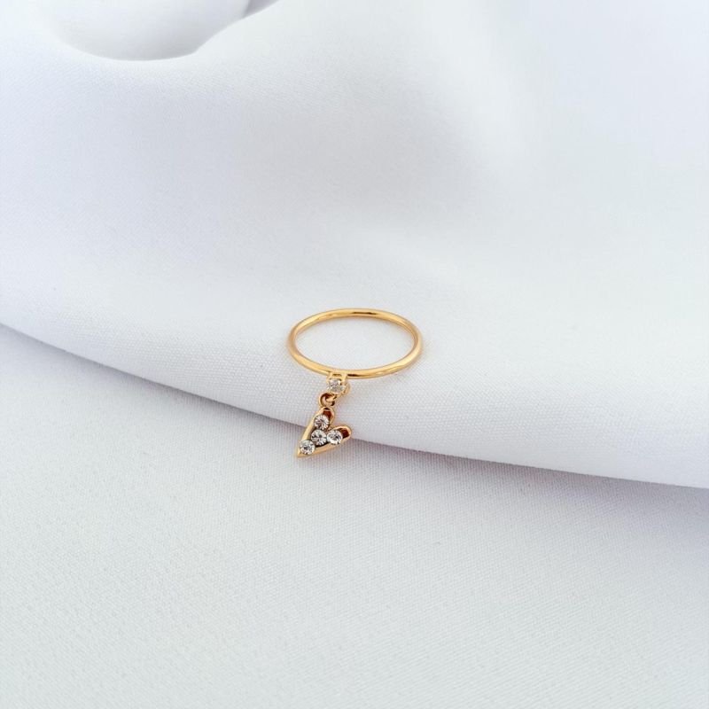 ANEL C/ CORACAOZINHO CRAVEJADO EM OURO 18K