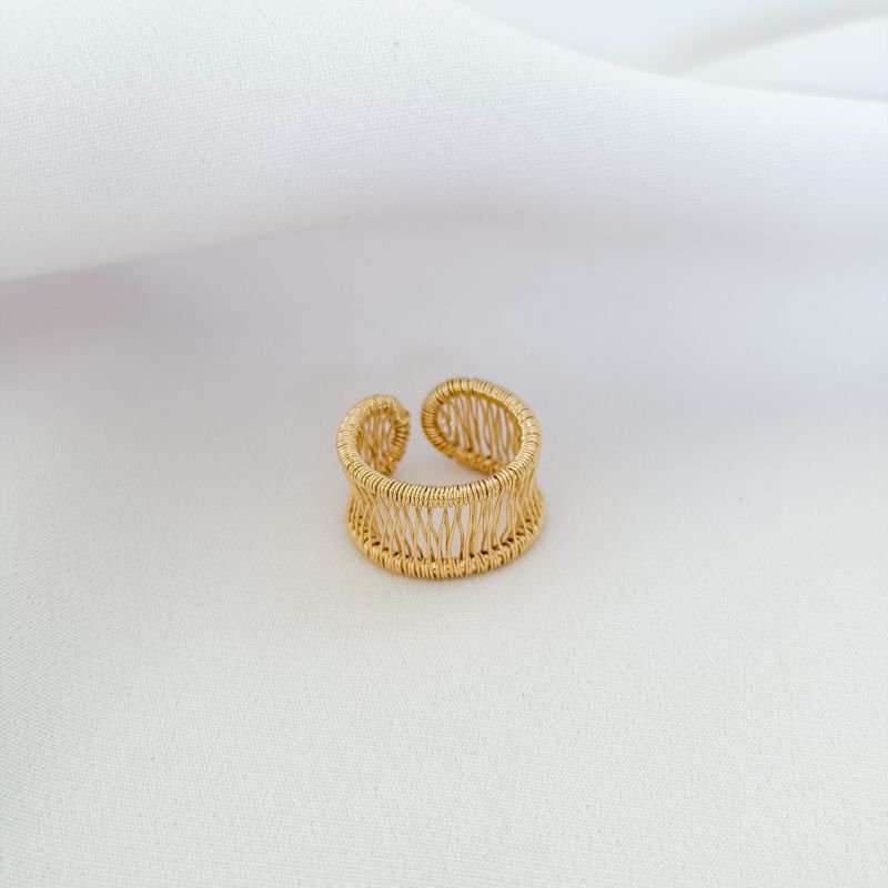 ANEL FIO DUPLO ARAMADO EM OURO 18K