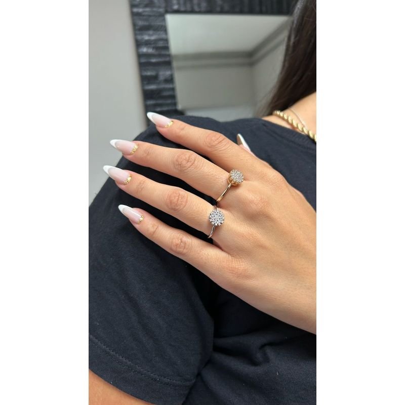 ANEL GALERIA REDONDO CRAVEJADO EM OURO 18K