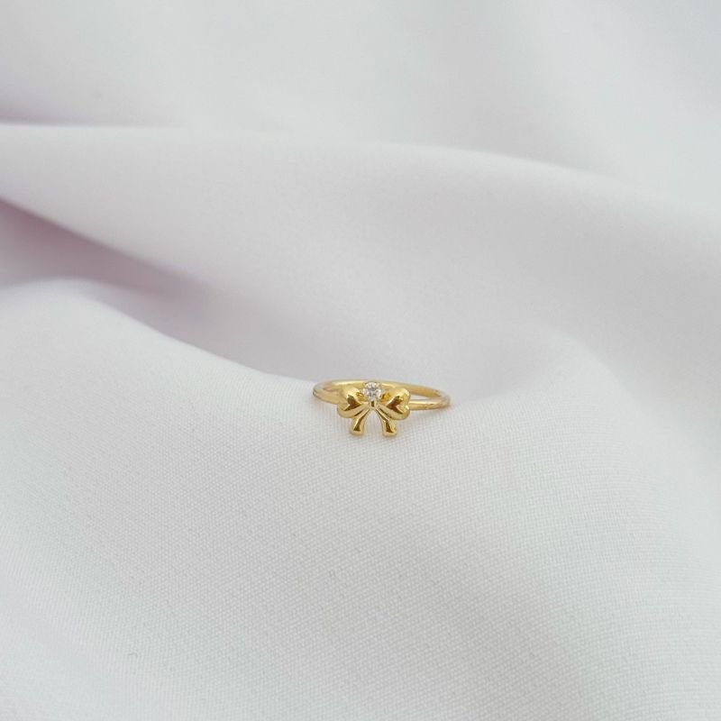 ANEL INFANTIL LACO E ZIRCONIA EM OURO 18K