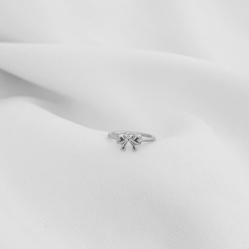 ANEL INFANTIL LACO E ZIRCONIA EM RÓDIO BRANCO