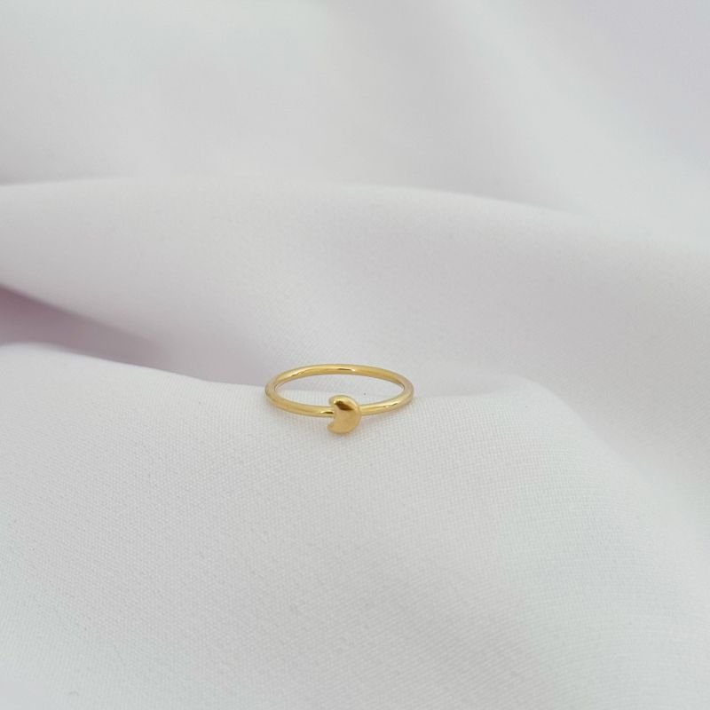 ANEL INFANTIL LUA LISA EM OURO 18K