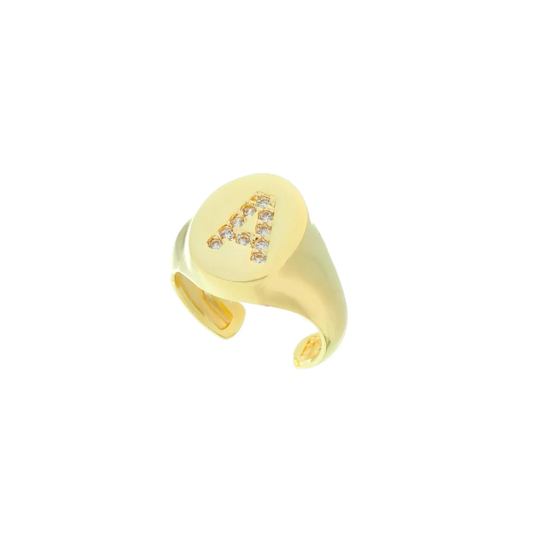 ANEL LETRA DEDINHO EM OURO 18K