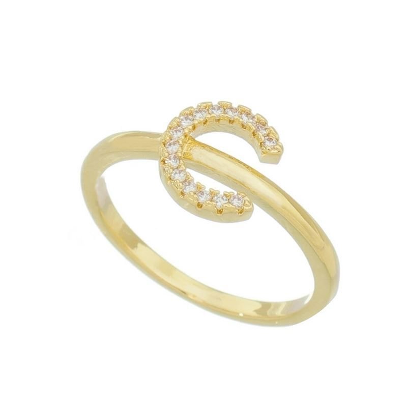 ANEL LETRAS C/PEDRAS EM OURO 18K