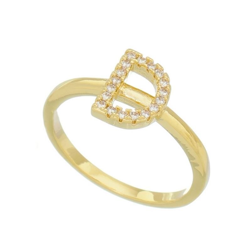 ANEL LETRAS C/PEDRAS EM OURO 18K