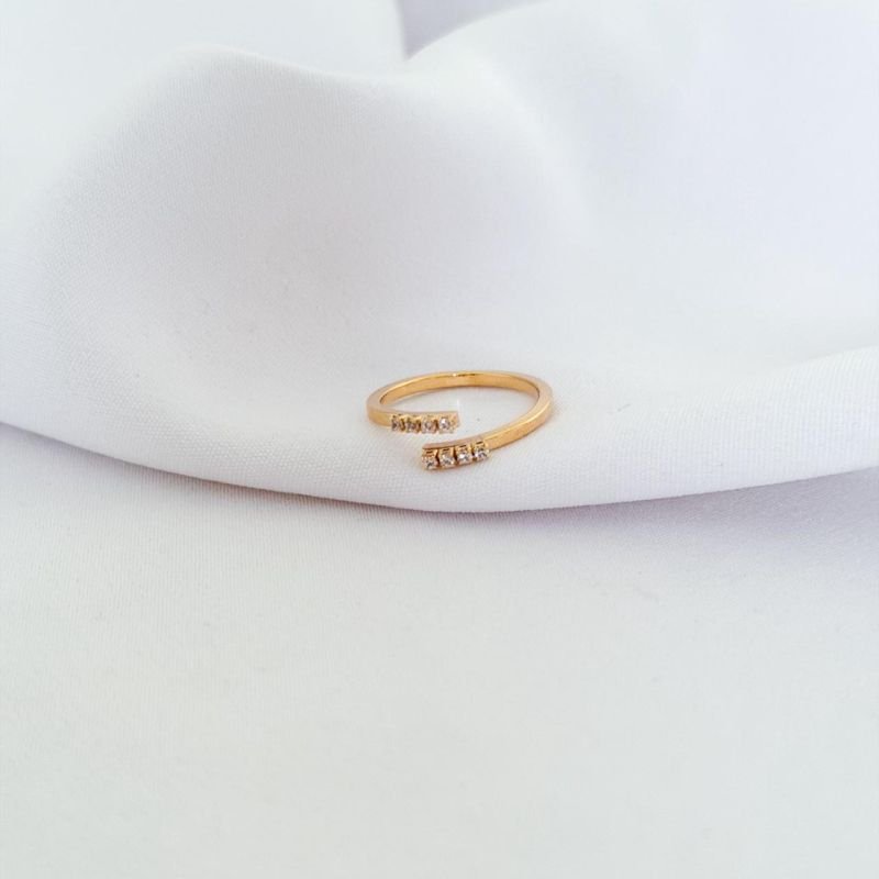 ANEL REGULAVEL FIO QUADRADO C/ ZIRCONIA EM OURO 18K