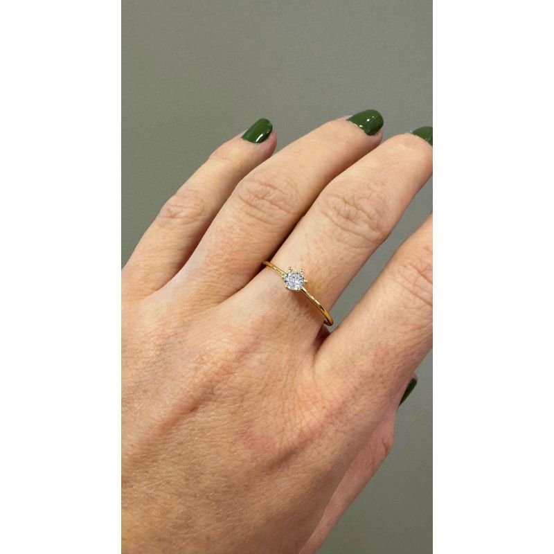 ANEL SOLITARIO COM ZIRCONIA EM OURO 18K