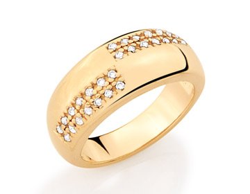 ANEL ARO GROSSO COM MICRO ZIRCÔNIAS EM OURO 18K
