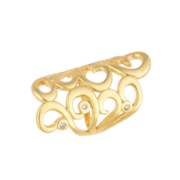 ANEL TRABALHADO COM ZIRCONIAS EM OURO 18K