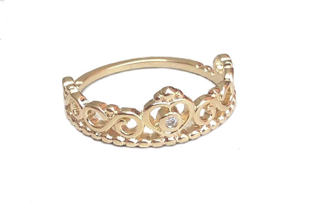 ANEL COROA EM ZIRCONIA EM OURO 18K