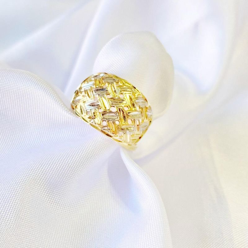ANEL DIAMANTADO COM RODIO EM OURO 18K