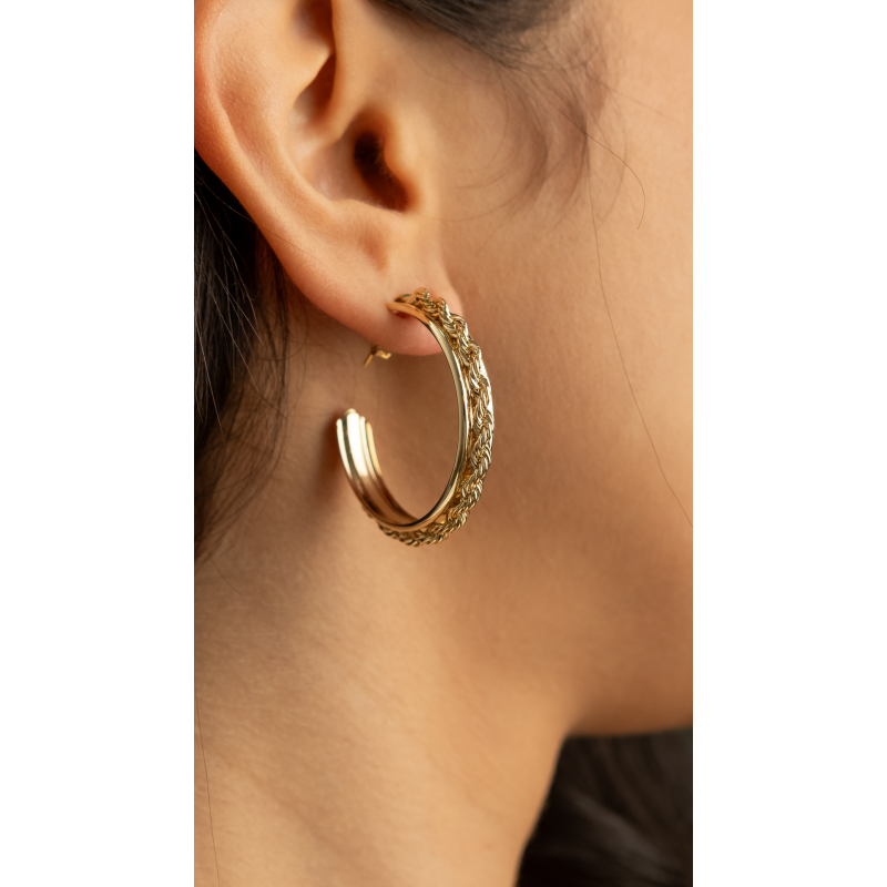 ARGOLA COM FIO BAIANO SOLDADO EM OURO 18K