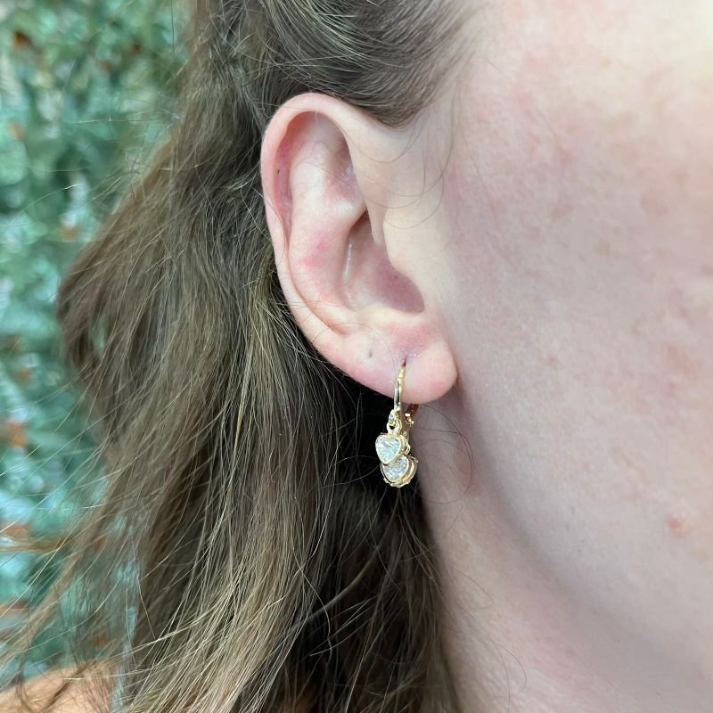ARTICULADO 3 ZIRCONIAS CORAÇÕES EM OURO 18K