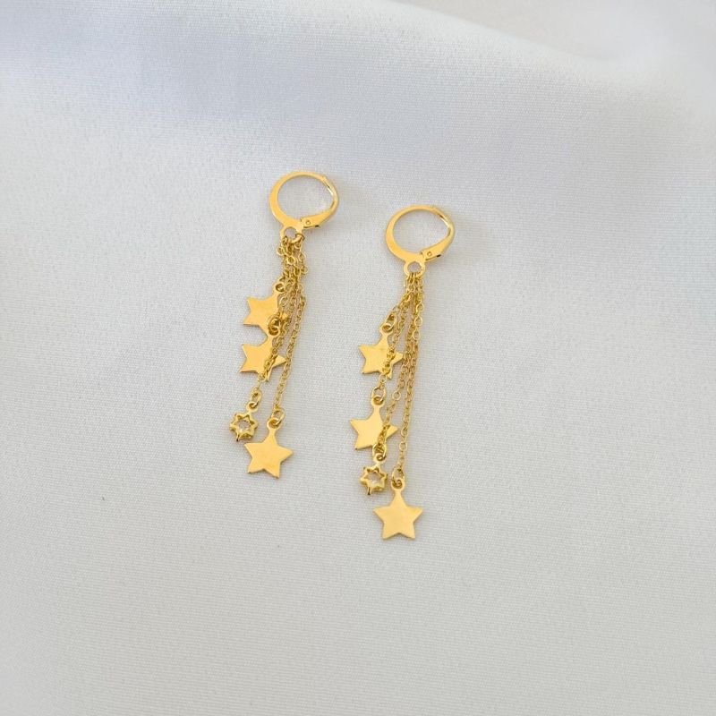 ARTICULADO COM ESTRELAS LISA E COM ZIRCONIA EM OURO 18K