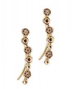 BRINCO EARCUFF COM FLORZINHAS E ZIRCONIAS EM OURO 18K