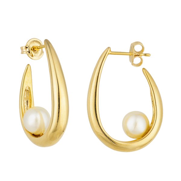 BRINCO ARGOLA COM PEROLA EM OURO 18K