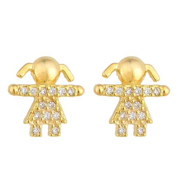 BRINCO MENINA COM ZIRCÔNIAS EM OURO 18K