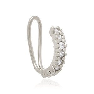 BRINCO PIERCING EM ZIRCÔNIA EM RÓDIO BRANCO