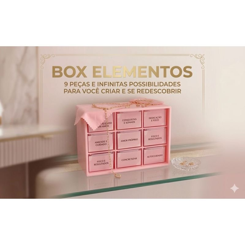 BOX ELEMENTOS COM 9 PEÇAS COLECIONÁVEIS EM RÓDIO BRANCO
