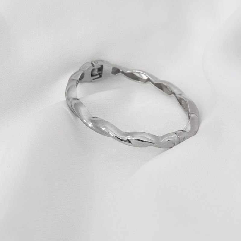 BRACELETE ARTICULADO TRANÇADO EM RÓDIO BRANCO