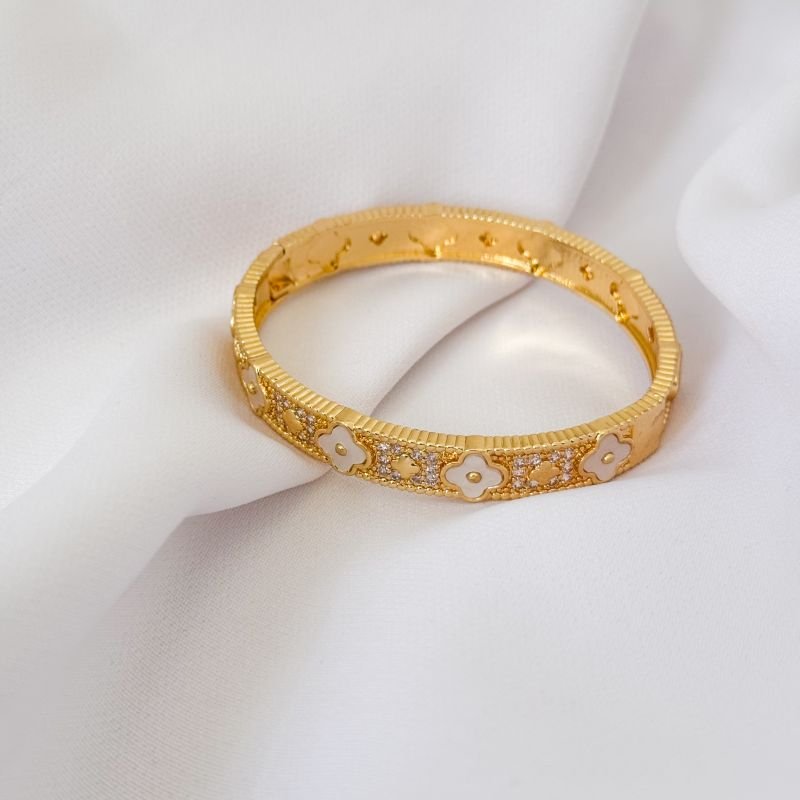 BRACELETE ARTICULADO TREVO EM OURO 18K
