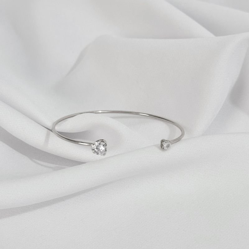 BRACELETE COM ZIRCONIA CORACAO EM RÓDIO BRANCO