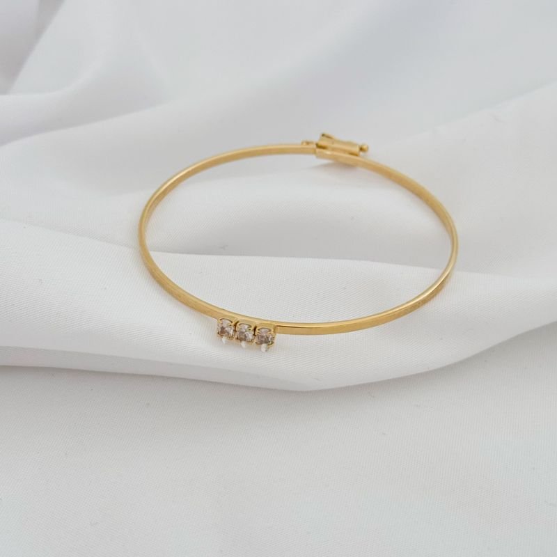 BRACELETE FECHO GAVETA COM ZIRCONIA EM OURO 18K