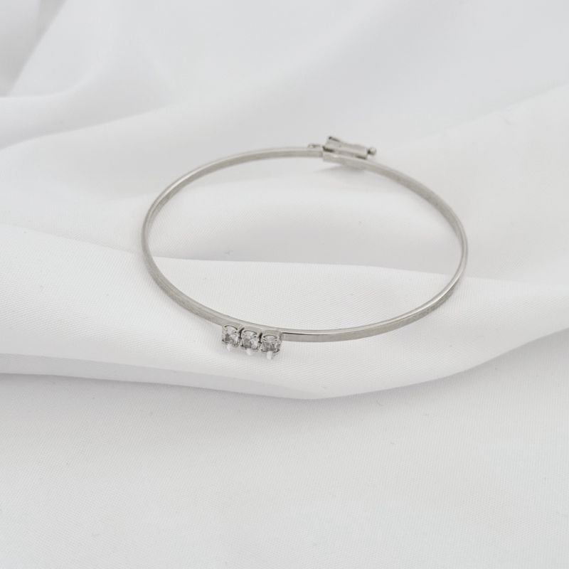 BRACELETE FECHO GAVETA COM ZIRCONIA EM RÓDIO BRANCO