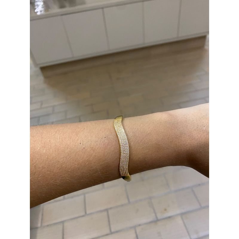 BRACELETE ONDULADO GROSSO CRAVEJADO EM OURO 18K
