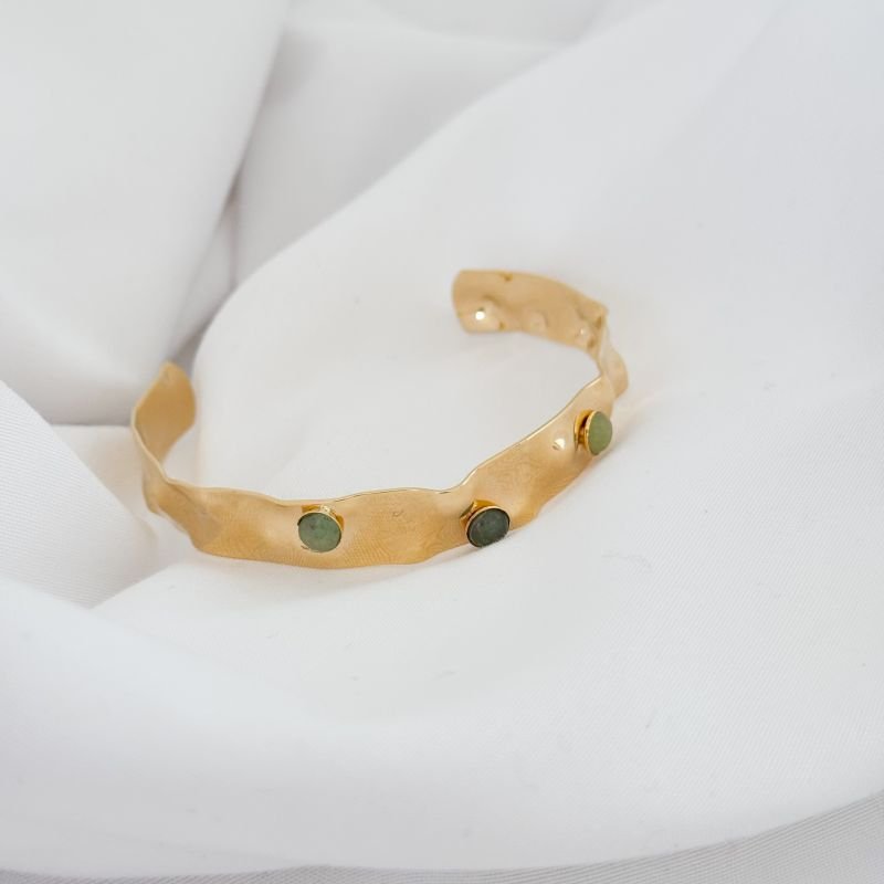 BRACELETE ORGANICO COM PEDRA NATURAL EM OURO 18K