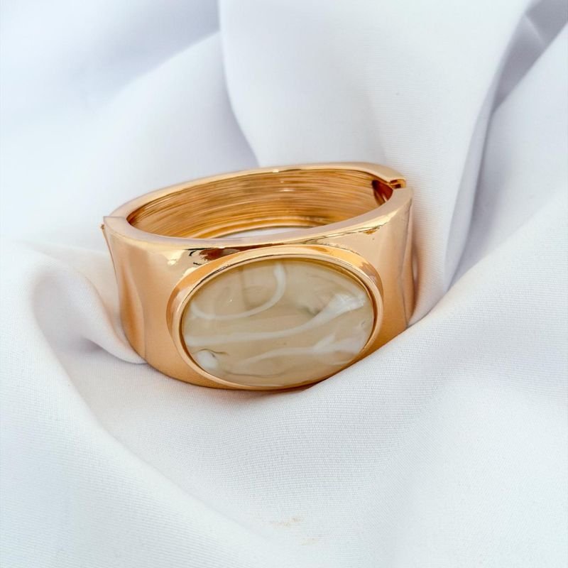 BRACELETE PEDRA OVAL NATURAL EM OURO 18K