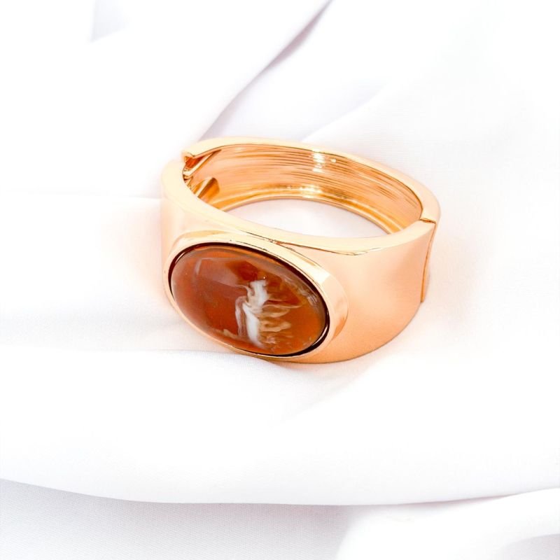 BRACELETE PEDRA OVAL NATURAL EM OURO 18K