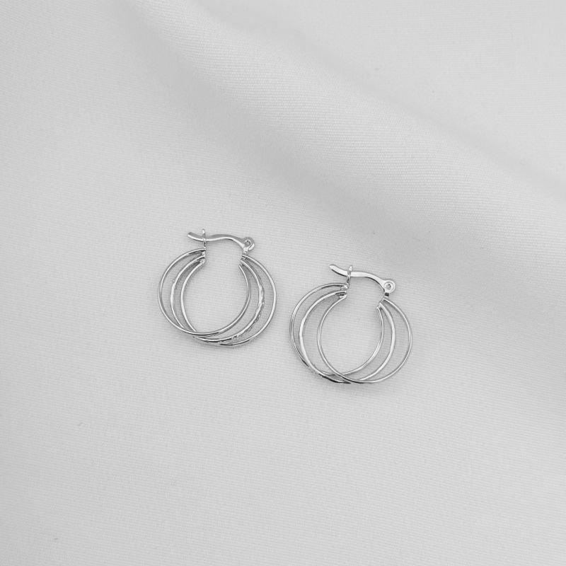 BRINCO ARGOLA 3 FIOS EM RÓDIO BRANCO