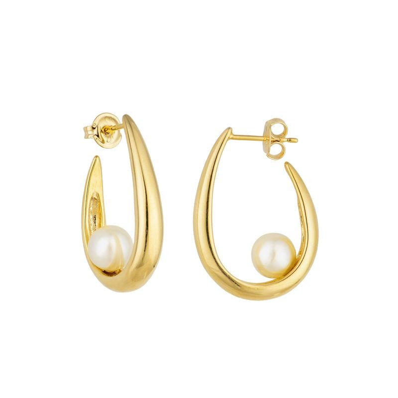 BRINCO ARGOLA COM PEROLA EM OURO 18K