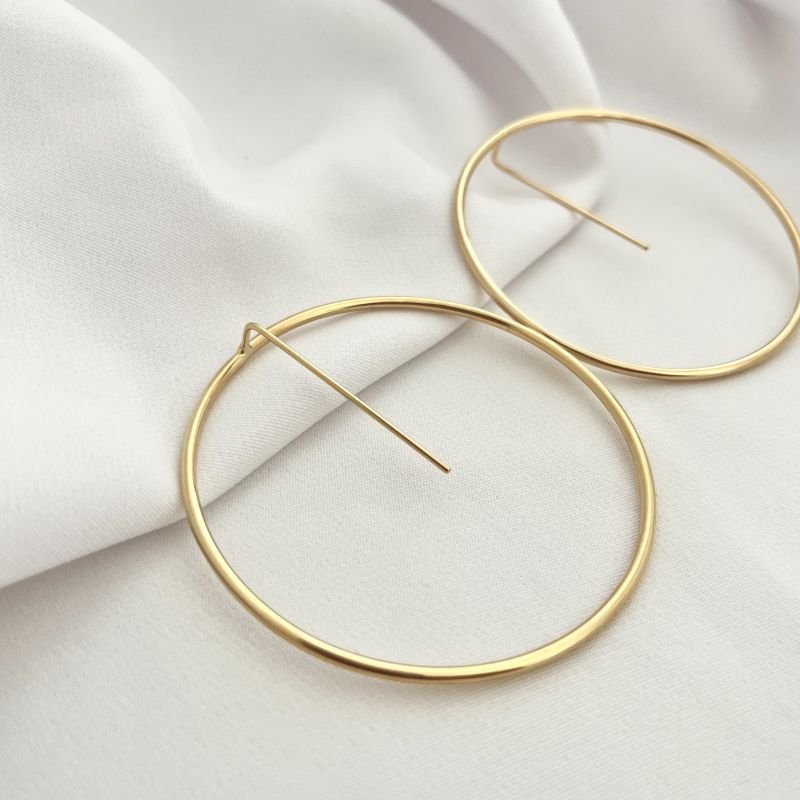 BRINCO ARGOLA FRONTAL 6,5CM EM OURO 18K
