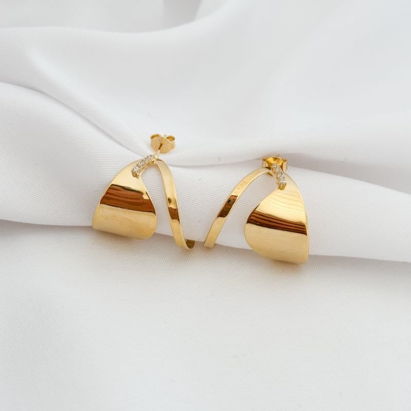 BRINCO ARGOLA VAZADA DETALHADO COM ZIRCONIA EM OURO 18K