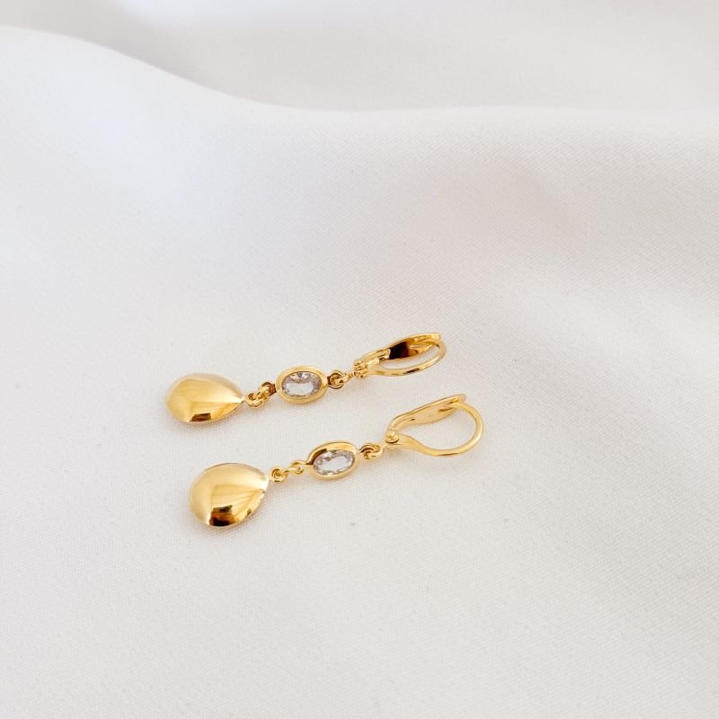BRINCO ARITUCLADO COM GOTA LISA EM OURO 18K