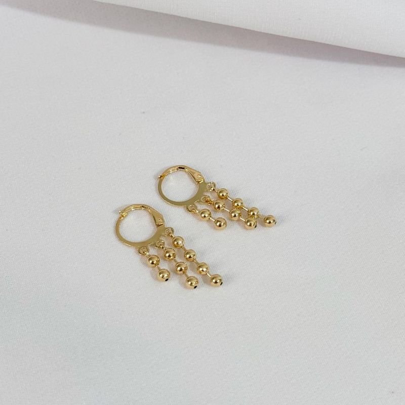 BRINCO ARTICULADO COM BOLINHAS DEGRADE EM OURO 18K