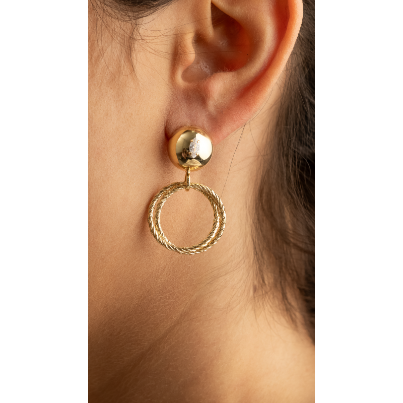 BRINCO BASE BOLA COM ZIRCONIA E ELOS TRABALHADOS EM OURO 18K