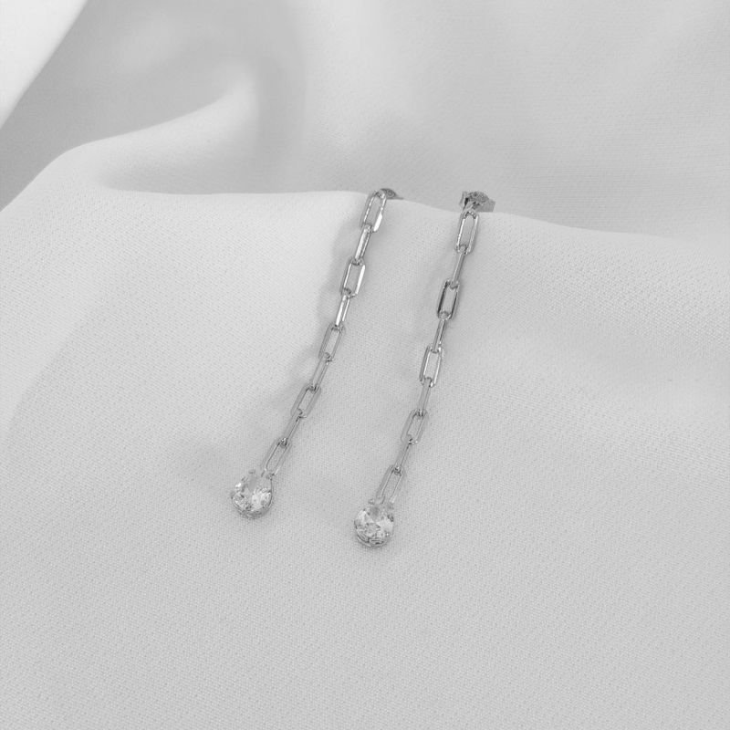 BRINCO CARTIER COM GOTA ZIRCONIA EM RÓDIO BRANCO