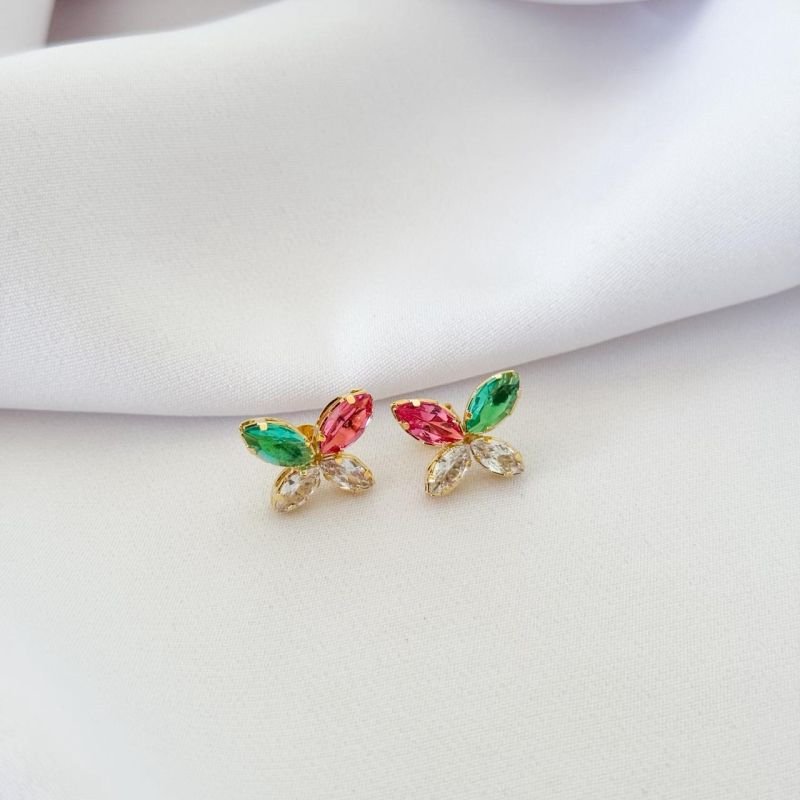 BRINCO COM NAVETES COLORIDAS EM OURO 18K