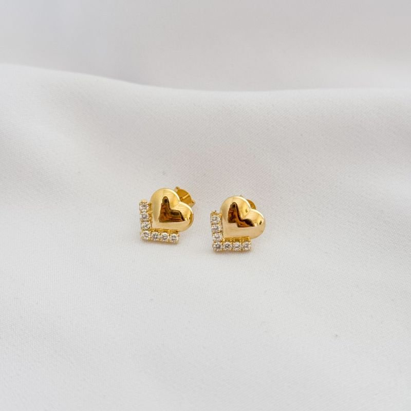 BRINCO CORAÇÃO LISO COM ZIRCONIA EM OURO 18K