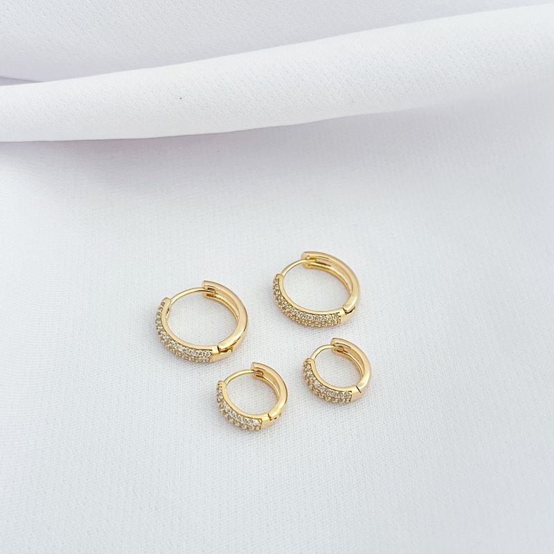 BRINCO DUPLA ARTICULADO COM 2 FILEIRAS DE ZIRCONIA EM OURO 18K