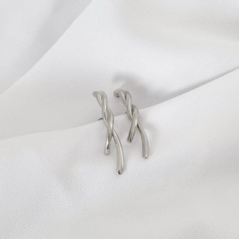 BRINCO EARHOOK FIO ENTRELAÇADO EM RÓDIO BRANCO