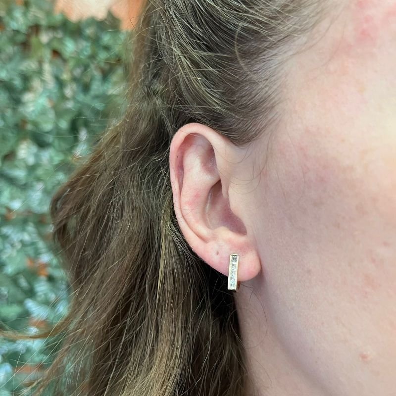 BRINCO EARHOOK PALITO CRAVEJADO EM RÓDIO BRANCO