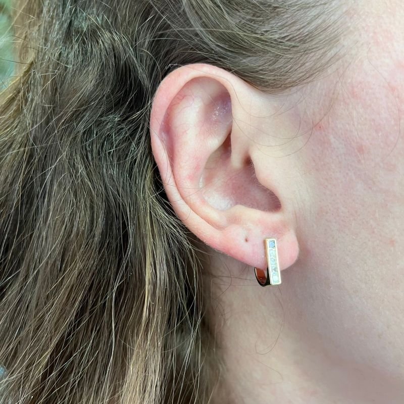 BRINCO EARHOOK PALITO CRAVEJADO EM RÓDIO BRANCO