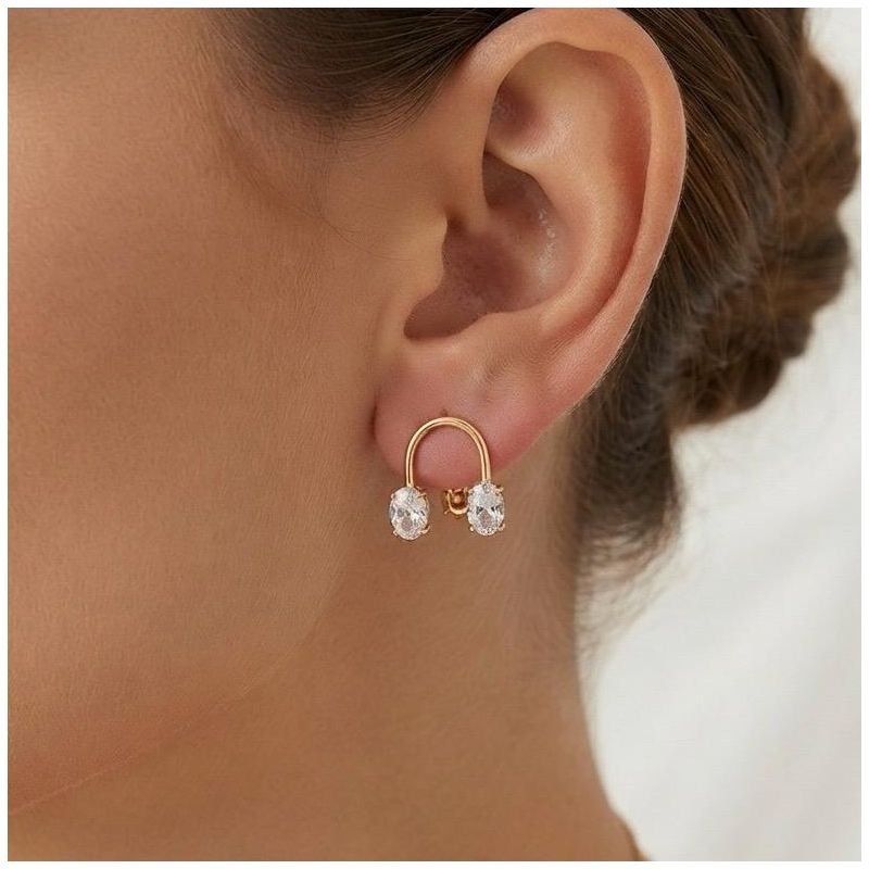 BRINCO FIO C/ 2 ZIRCONIAS OVAIS EM OURO 18K